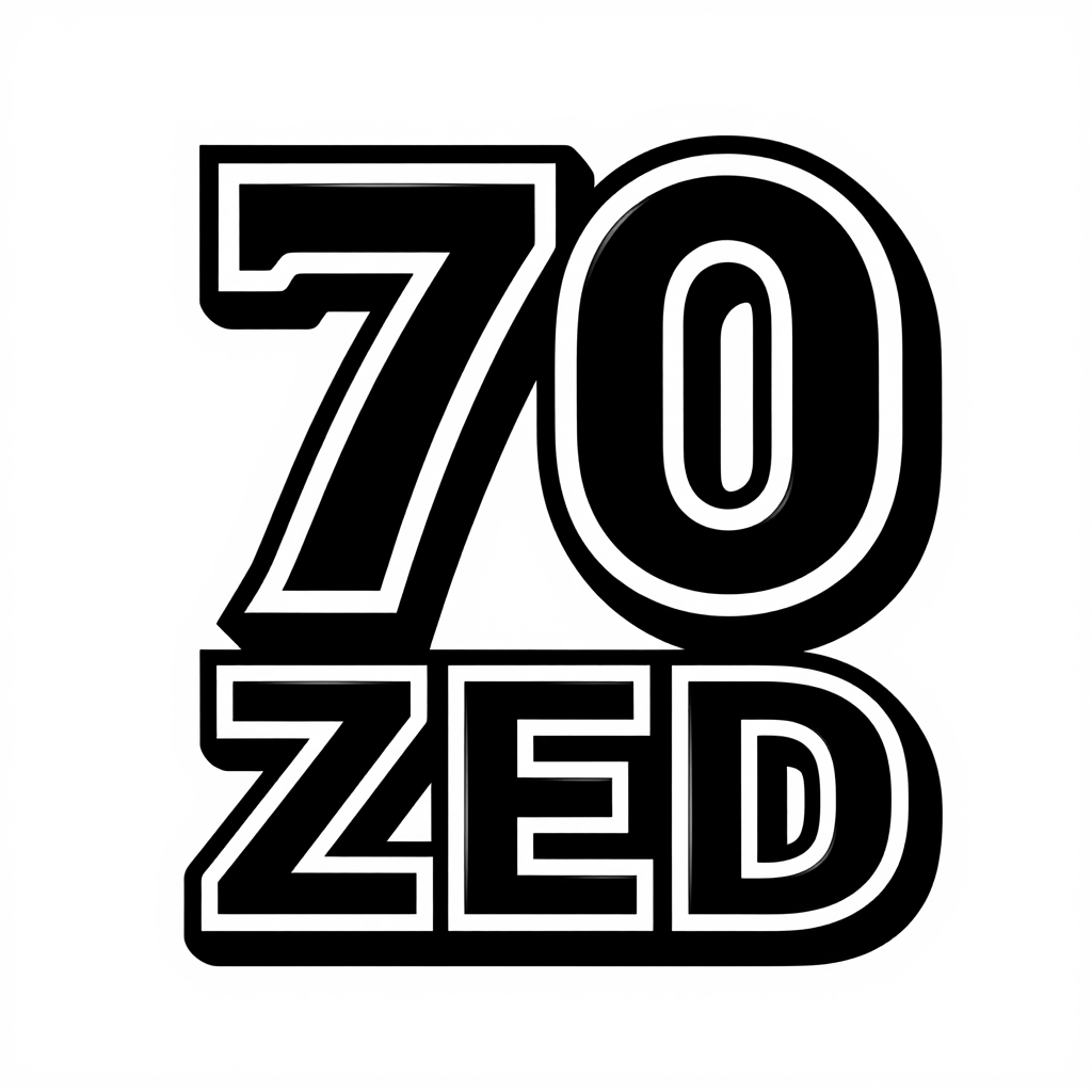 A black and white image of the number 70 zed. | AI Bold SVG