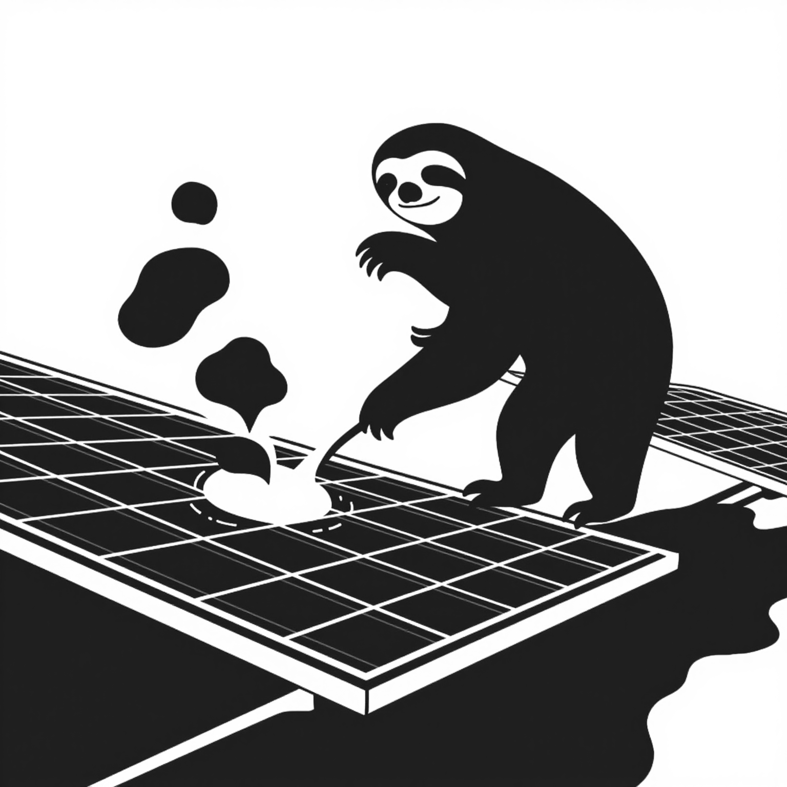 Solar Sloth A sloth is standing on top of a solar panel. | AI Silhouette SVG