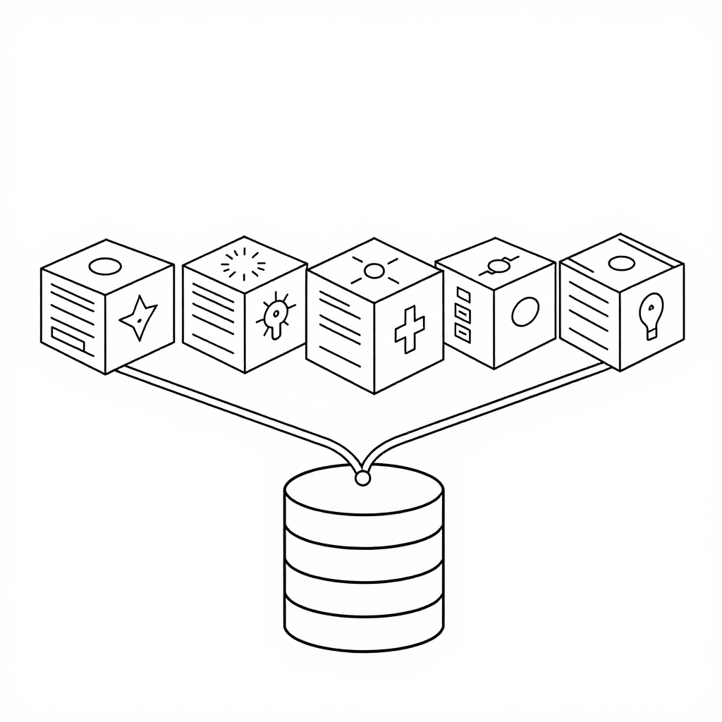 a line drawing of a database with cubes on top of it | AI Lineart SVG