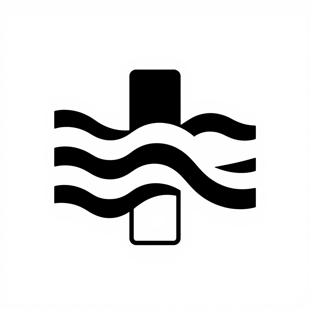 a black and white image of a cross in the water | AI Bold SVG