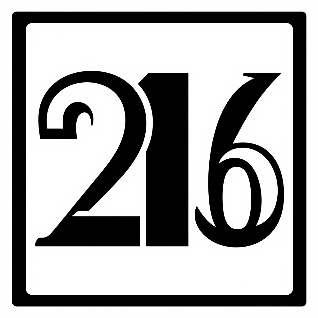 A black and white image of the number 216. | AI Bold SVG