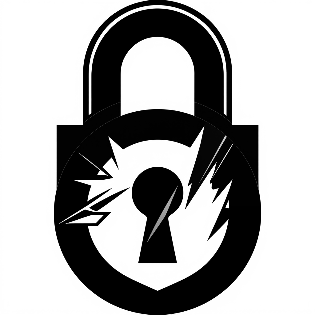 A black and white image of a padlock with a keyhole. | AI Bold SVG