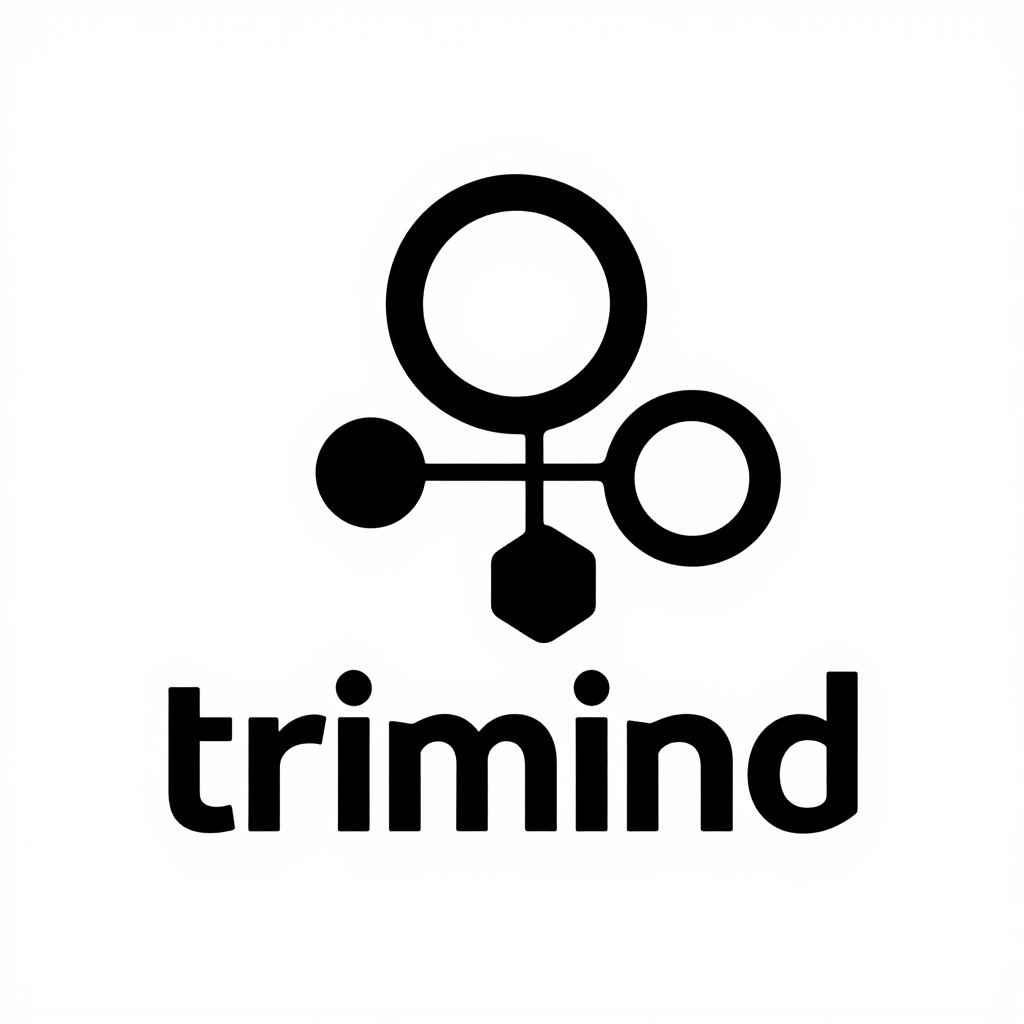 A black and white logo with the word trimind on it. | AI Bold SVG
