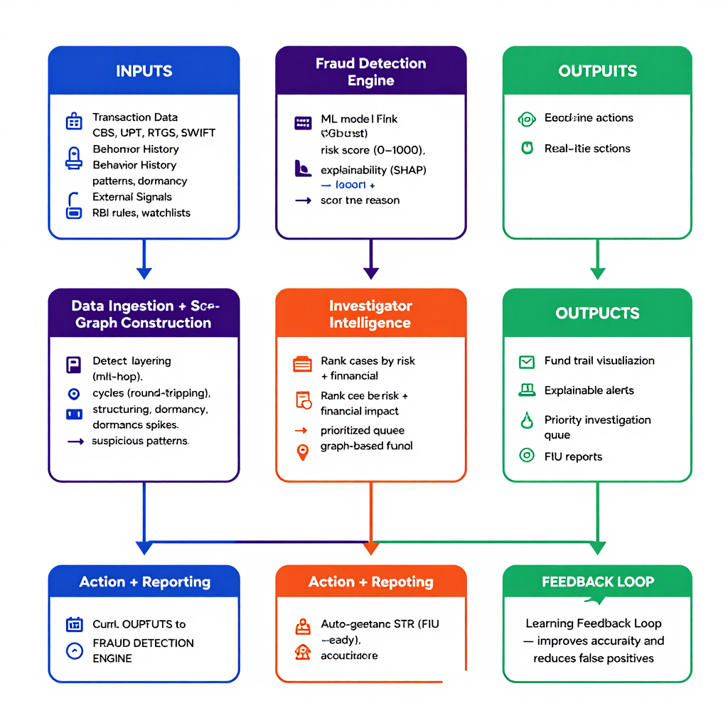 A diagram of a fraud detection engine. | AI None image